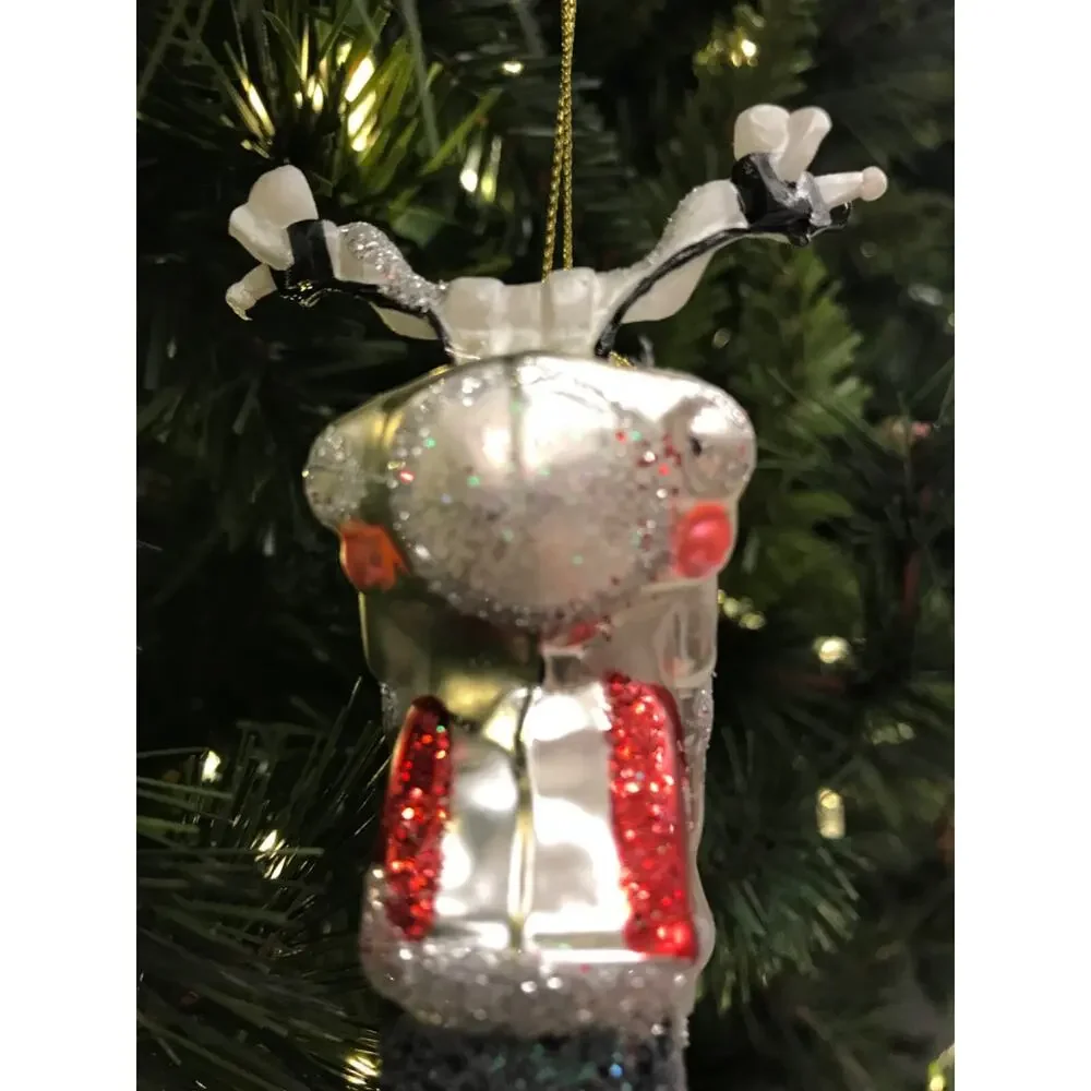 Motorcycle Ornament Glass Red Silver Christmas Tree‎ Biker Enthusiasts